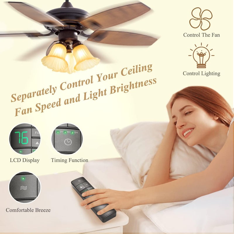 Prichor Ceiling Fan Remote Control for Hampton Bay Home Decorators Collection, Thermostatic Remote Controller with Light Dimmer & Timer, Replacement of 2AAZPHD3/HD3 KUJCE10320/TR222A (Remote Only) - Image 3